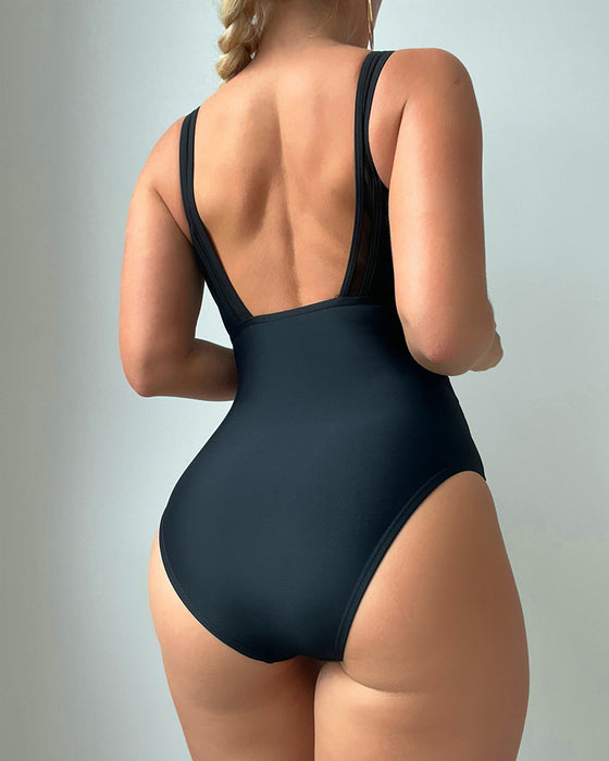 Solid Color One Piece Swimsuit