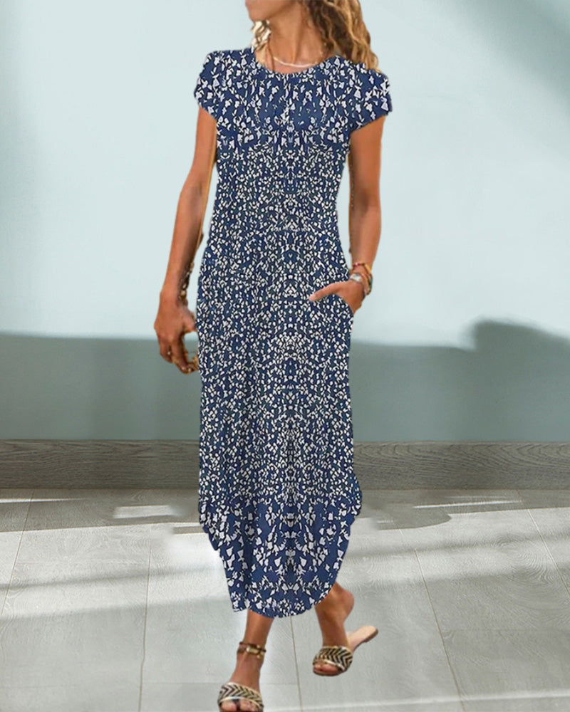 Round Neck Printed Dress