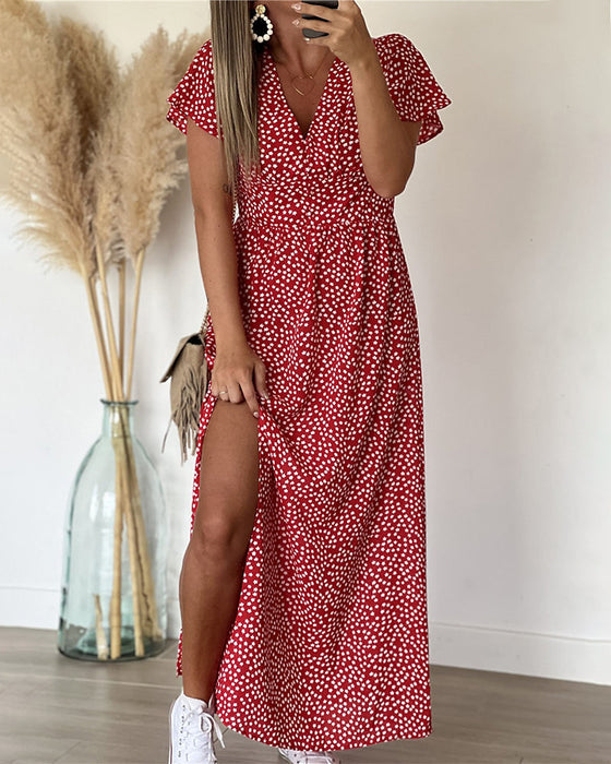 Printd v-neck maxi dress