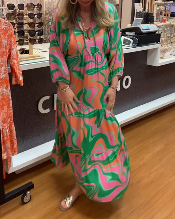 Printed v-neck maxi dress