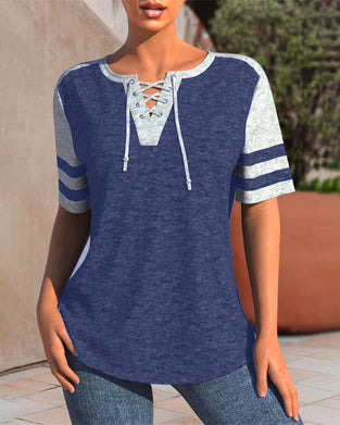 Color block tie T-shirt