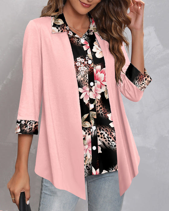 Top with solid color and floral print