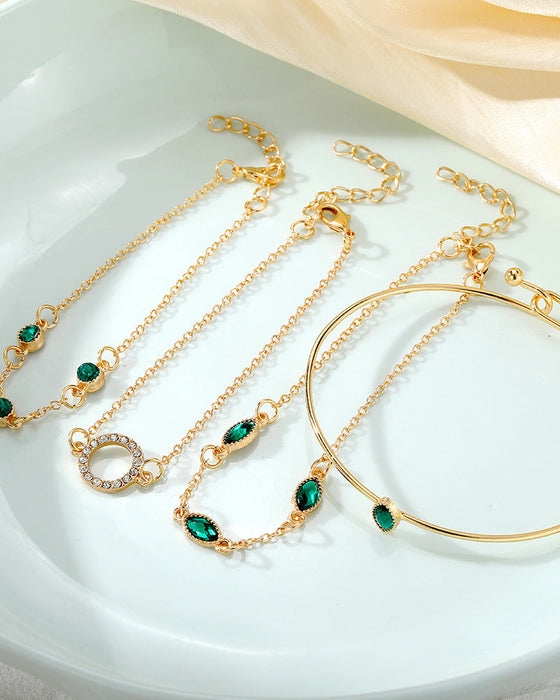 Circle rhombus rhinestone bracelet set of four