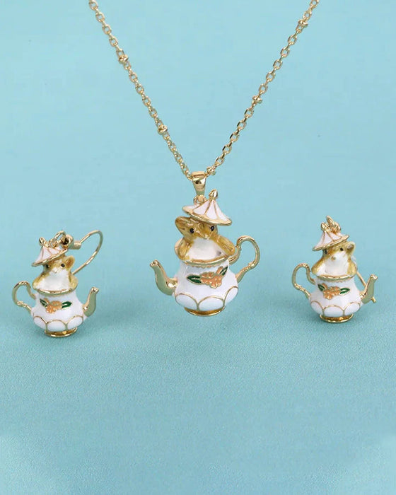 Mouse in my teapot jewelry set