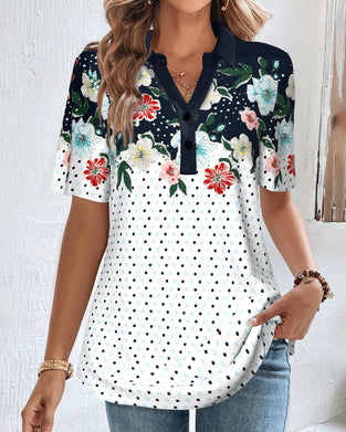 V-neck floral print blouse