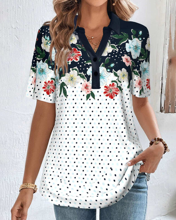 V-neck floral print blouse