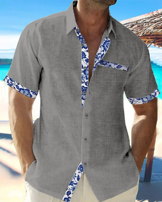 Cotton and linen short sleeve shirt