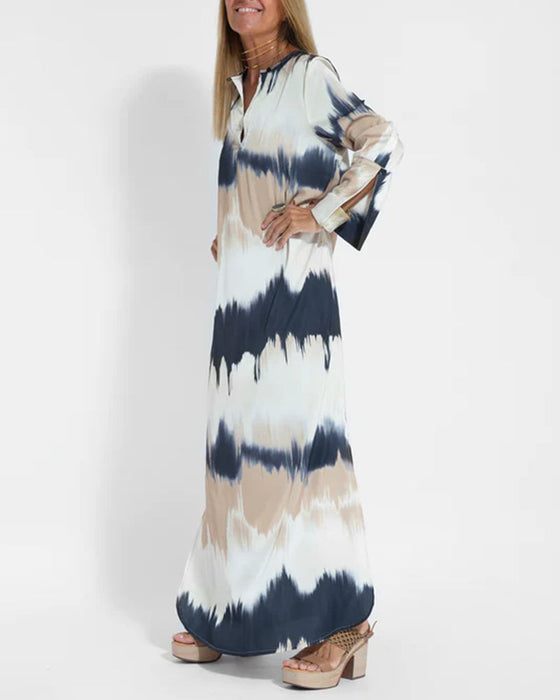 V neck long sleeve dress