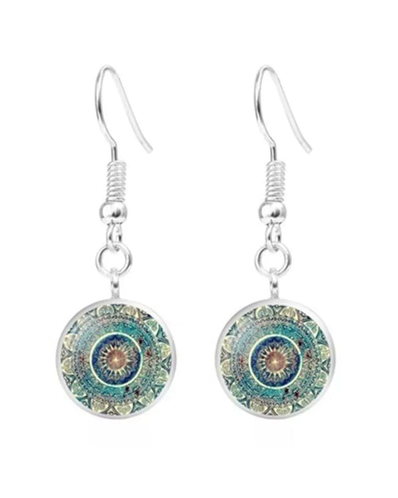 Mandala flower time gemstone necklace set