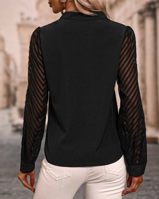 Solid color long sleeve blouse