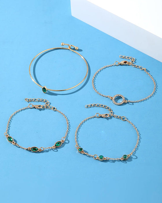 Circle rhombus rhinestone bracelet set of four