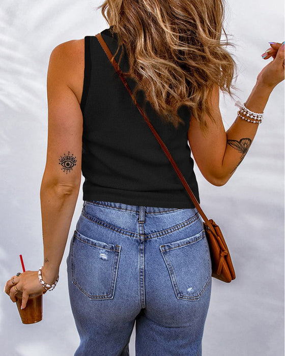 Solid color u-neck tank top