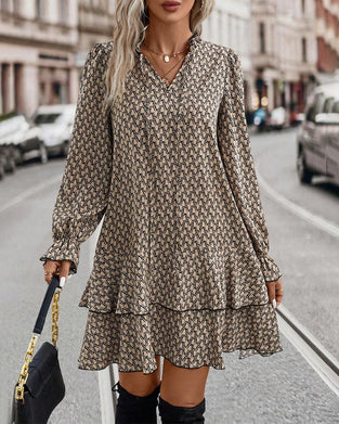Print Long Sleeve Dress
