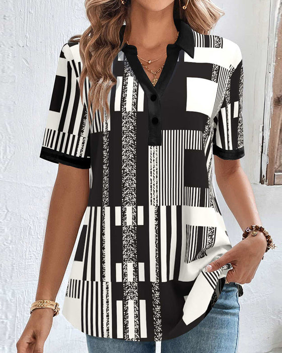 V-neck color block Blouse