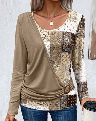 Long sleeve paisely print tops