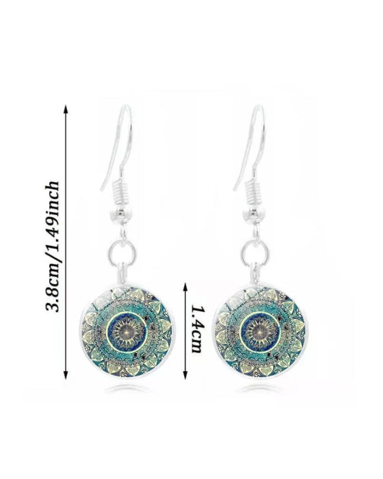 Mandala flower time gemstone necklace set