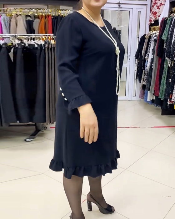 Patchwork ruffled solid color dress