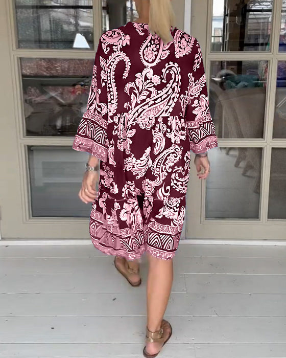 V-neck Paisley Print Dress