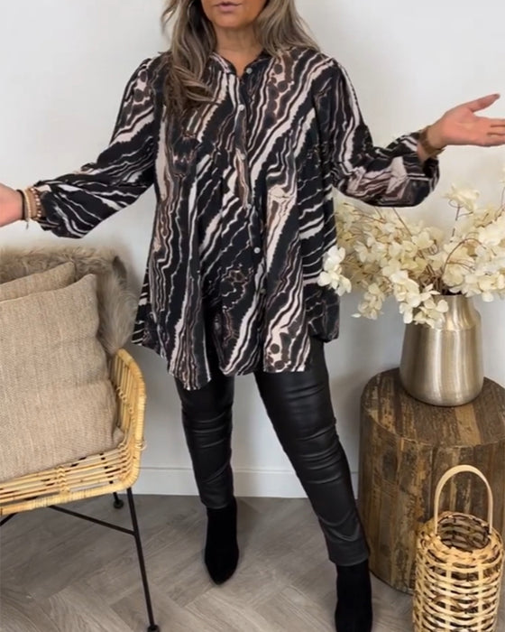 Retro style long-sleeved blouse