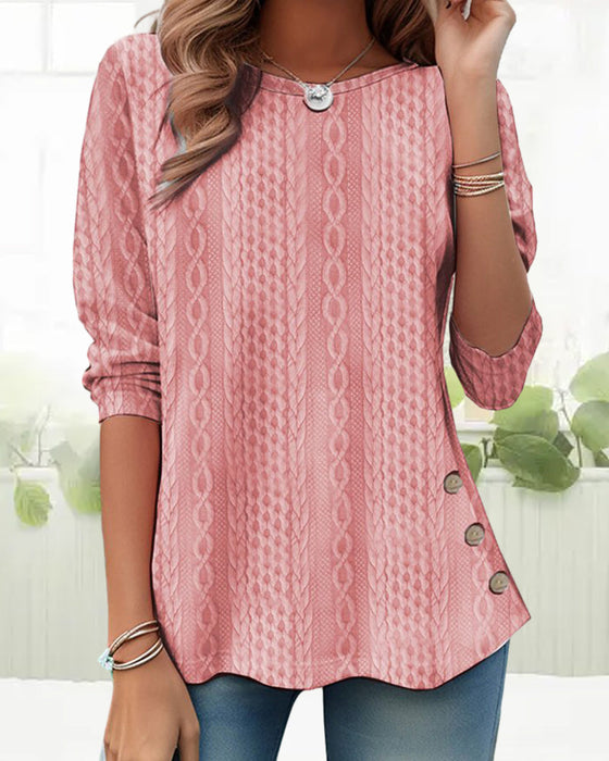 Solid Color Round Neck Top