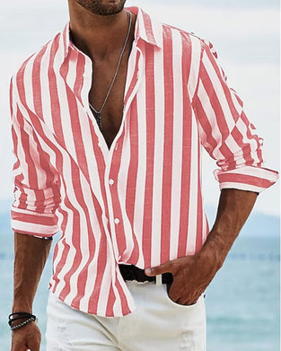 Striped print long-sleeved shirt