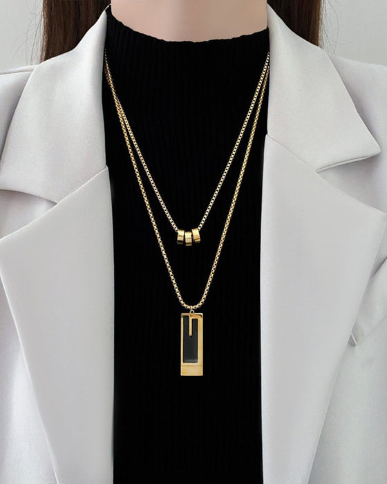 Double long necklace in titanium steel