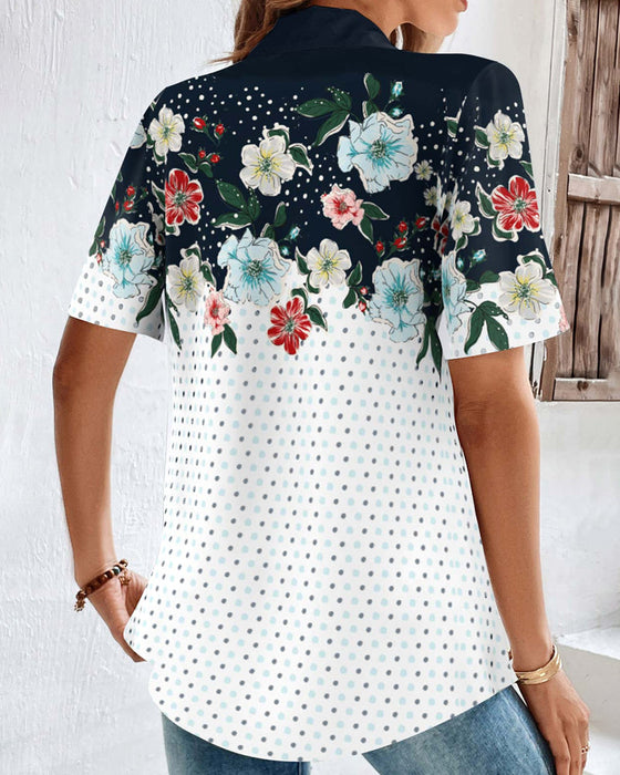 V-neck floral print blouse