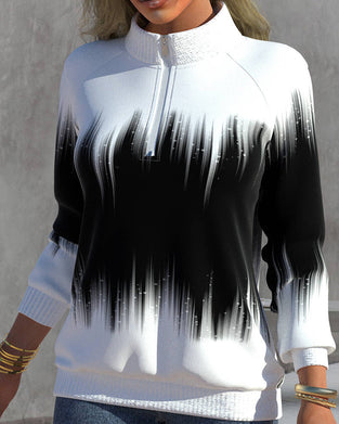 High Neck Gradient Print Sweatshirts