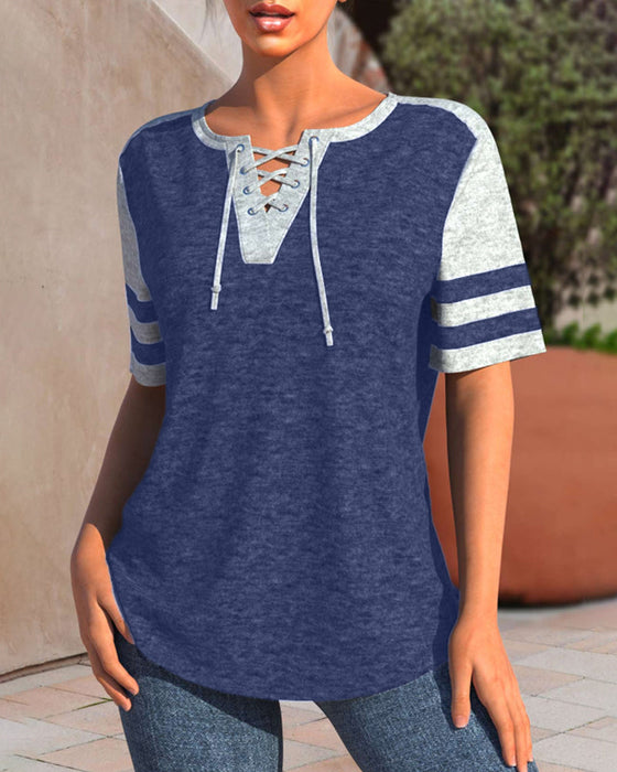 Color block tie T-shirt