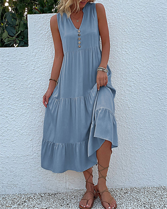 Solid color sleeveless casual dress