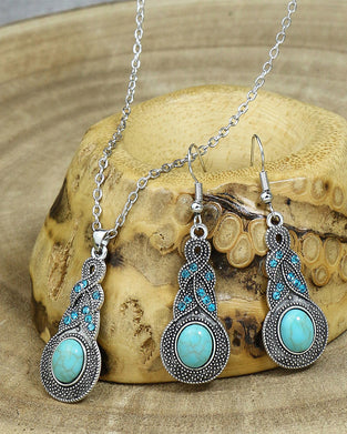 Turquoise drop earrings and necklace