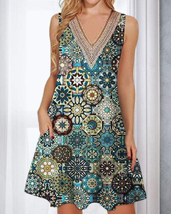 Sleeveless V-neck Casual Dress