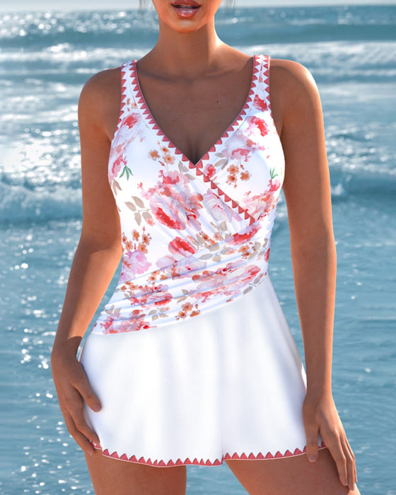 Skirt-style backless swimsuit