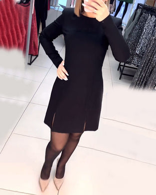 Slit long-sleeve dress