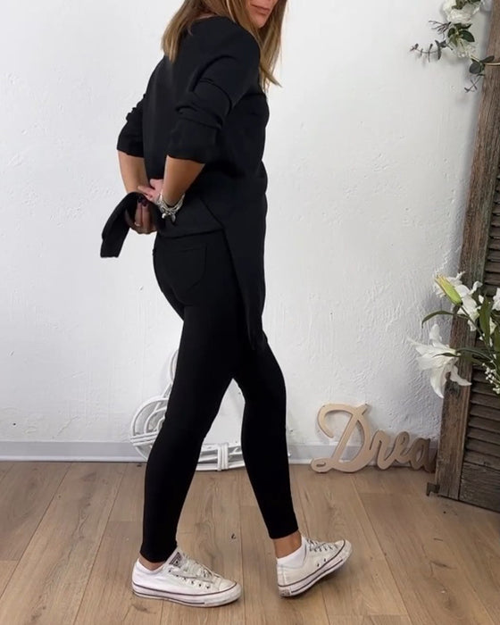 Mid-Length Top Mit Crew Neck