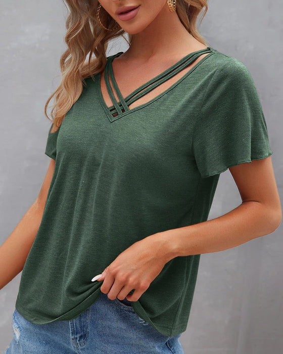 Solid color Cut Out T-shirt