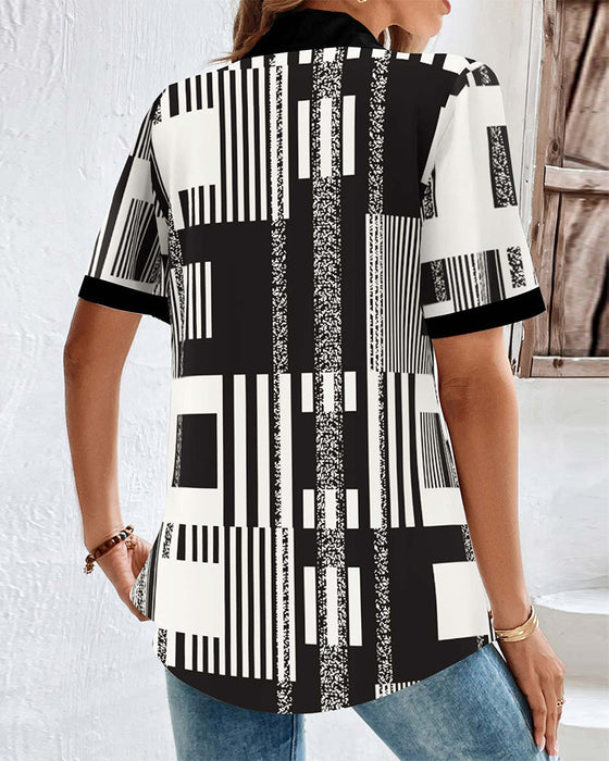 V-neck color block Blouse