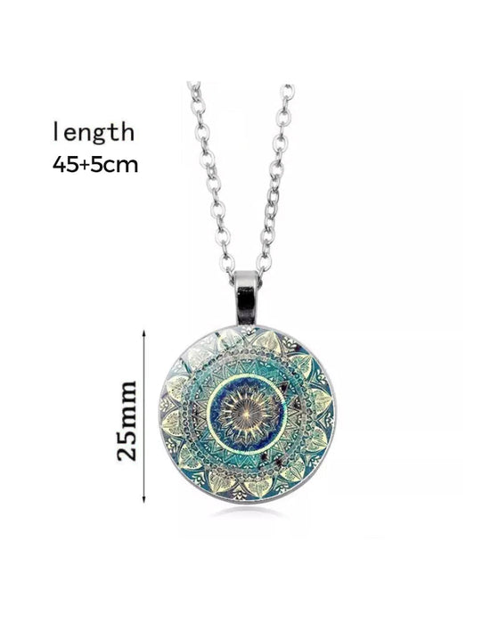 Mandala flower time gemstone necklace set