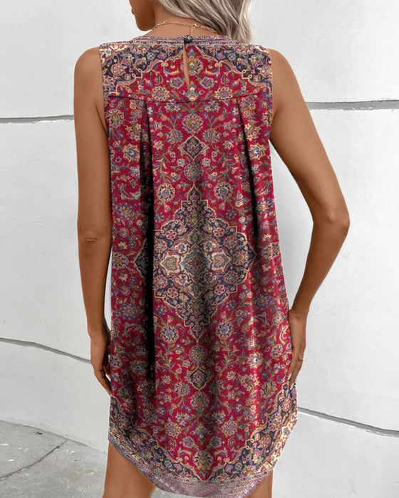 Boho Geometric Print Tank Dress