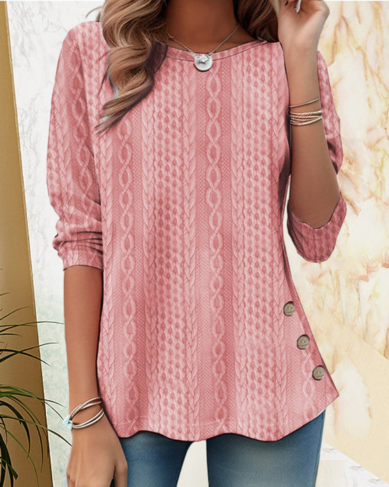 Solid Color Round Neck Top