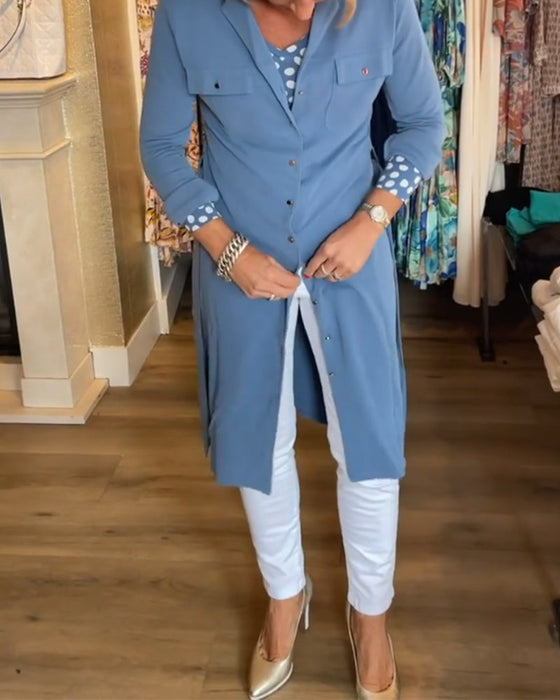 Casual solid color button down coat