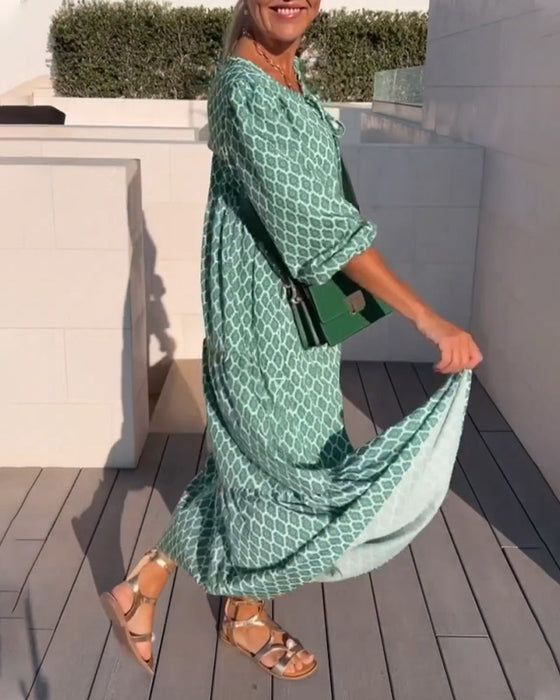 Round neck fashion print dress