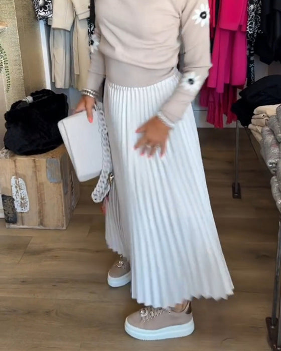 Pleated solid color dress