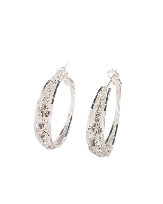 Rhinestone-encrusted large hoop earrings