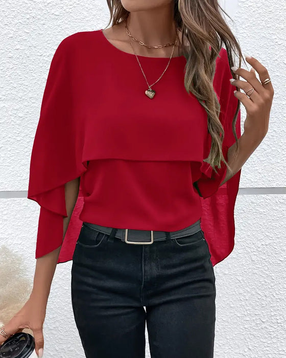 Bat Sleeve Round Neck Top