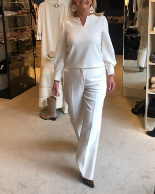 V-neck solid color elegant top