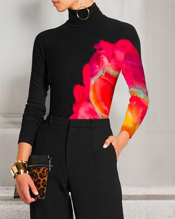 Skinny T-shirt with High Neck