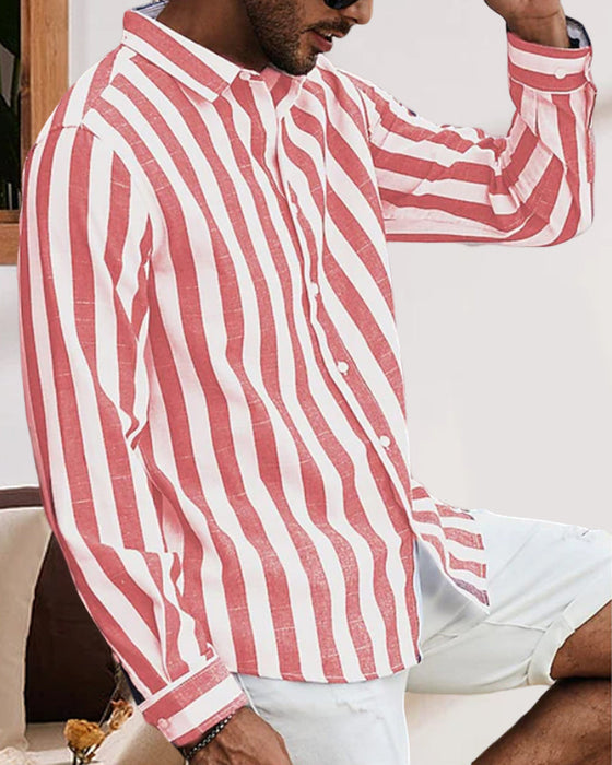 Striped print long-sleeved shirt