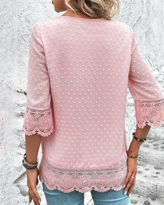 Lace 3/4 Sleeve Blouse