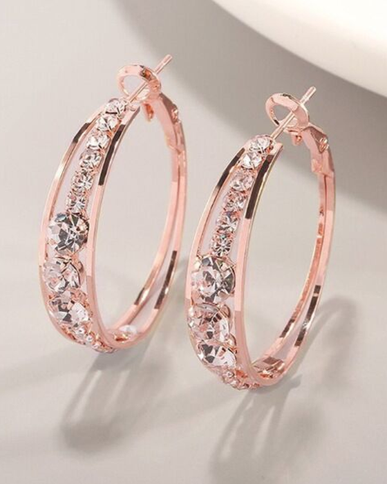 Rhinestone-encrusted large hoop earrings